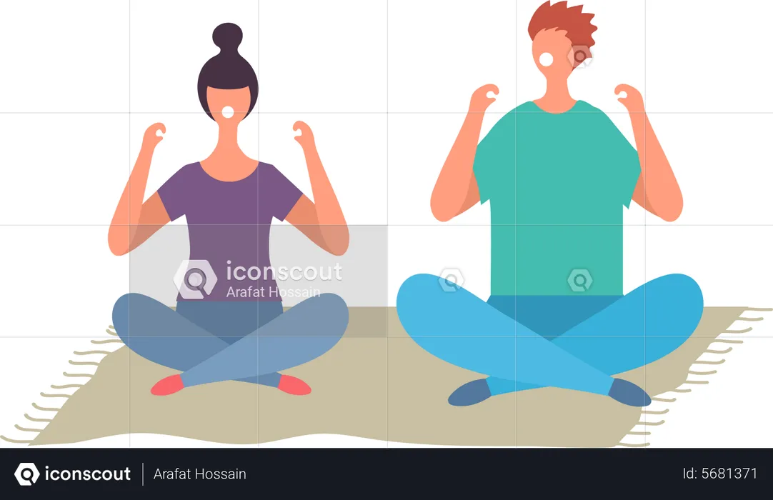 Couple doing yoga  Illustration