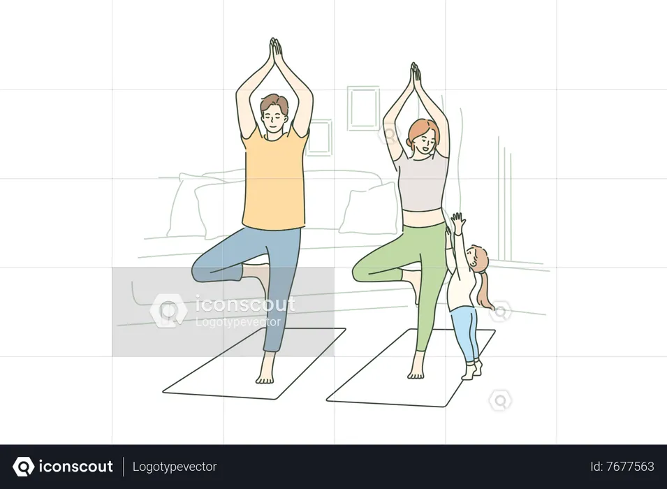 Couple doing yoga together  Illustration