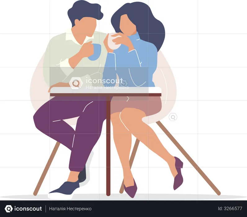 Couple drinking tea  Illustration