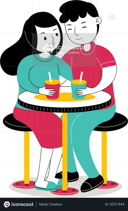 Couple drinking together  Illustration