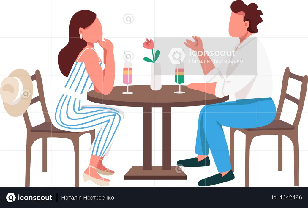 Couple drinking tropical cocktails together  Illustration