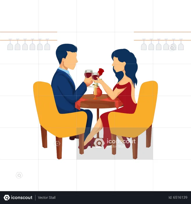 Couple drinking wine romantically  Illustration