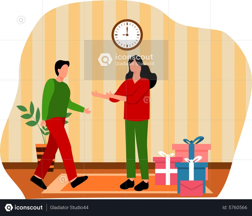 Couple during Christmas  Illustration