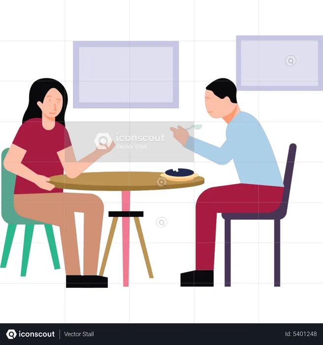 Couple eating at home  Illustration