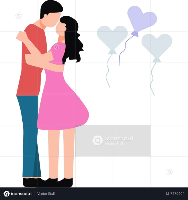 Couple embraces each other  Illustration