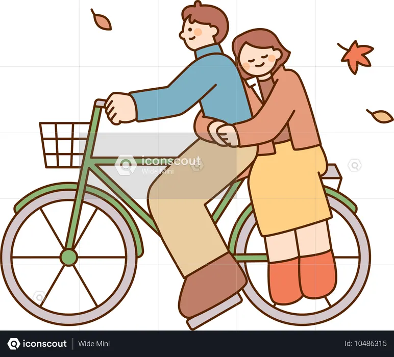 Un couple fait du vélo ensemble  Illustration