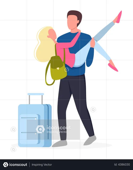 Couple partant en voyage  Illustration