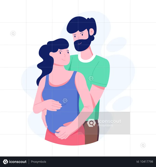 Un couple enceinte heureux d'accueillir un nouveau bébé  Illustration