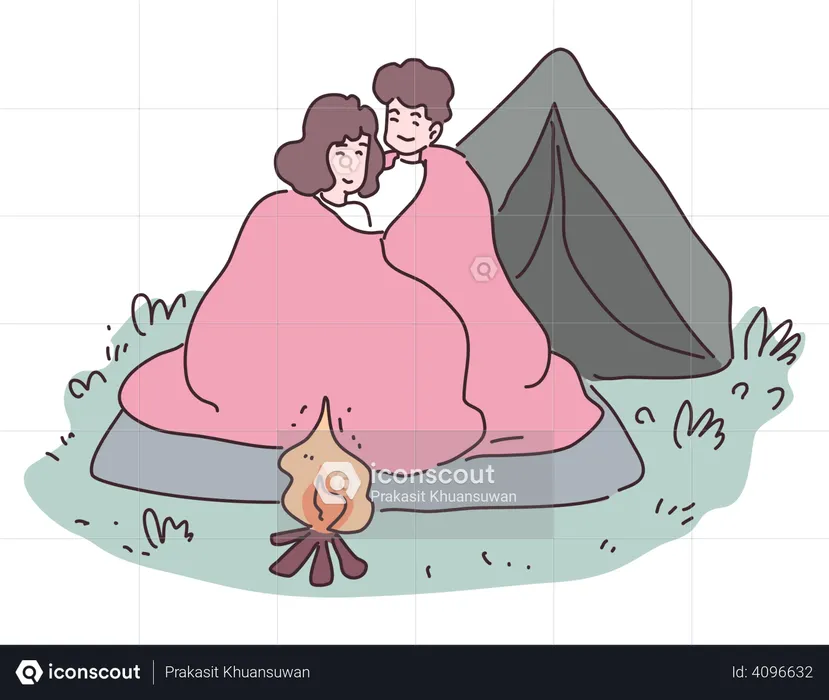 Couple enjoying camping  Illustration