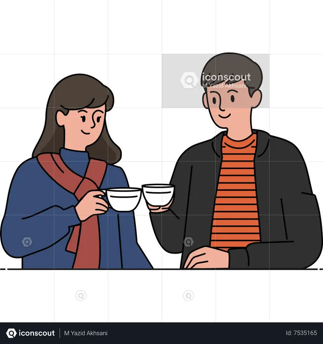 Couple enjoying coffee together  Illustration