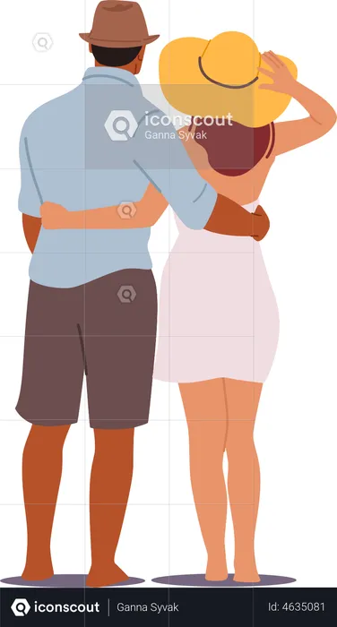 Couple enjoying vacation while standing together  Illustration
