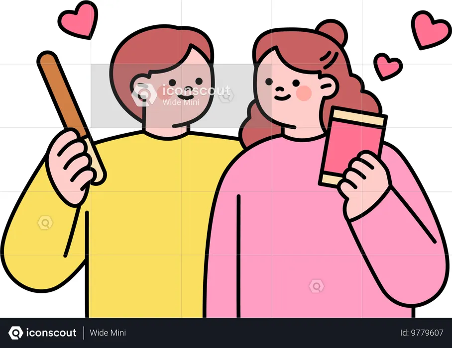 Couple enjoys chocolate day  Illustration