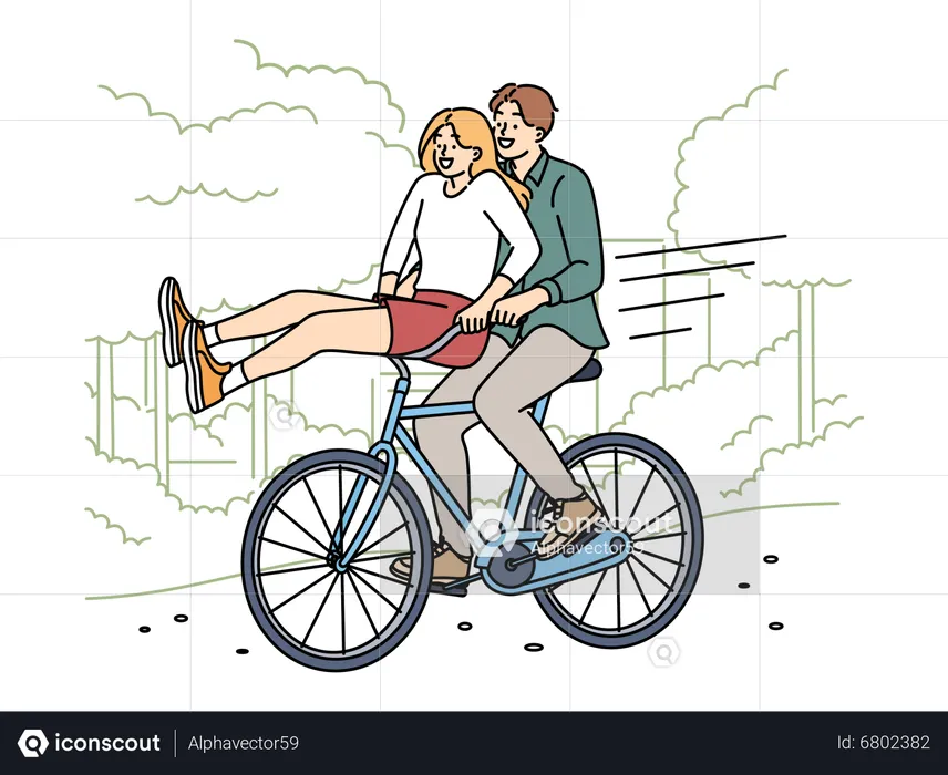 Couple, faire du vélo  Illustration