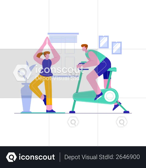 Couple exercising at home  Illustration