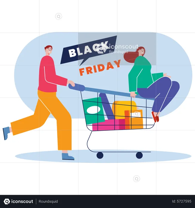 Couple faisant du shopping le Black Friday  Illustration