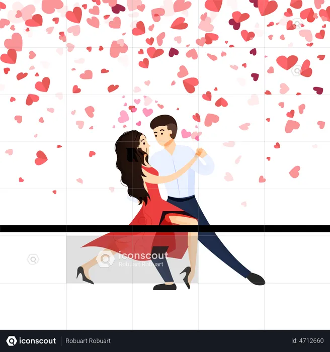 Couple faisant une danse romantique  Illustration