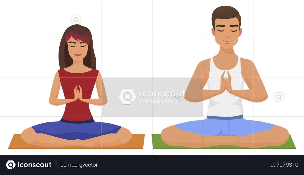 Couple, faire, yoga  Illustration