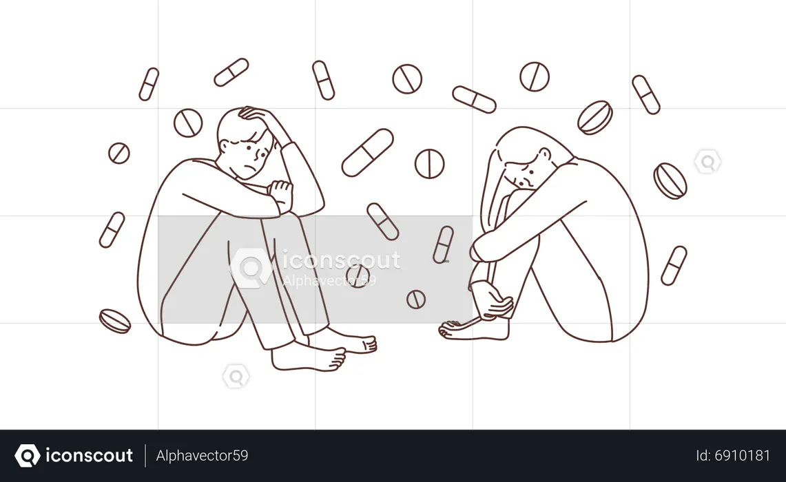 Couple feeling sick  Illustration