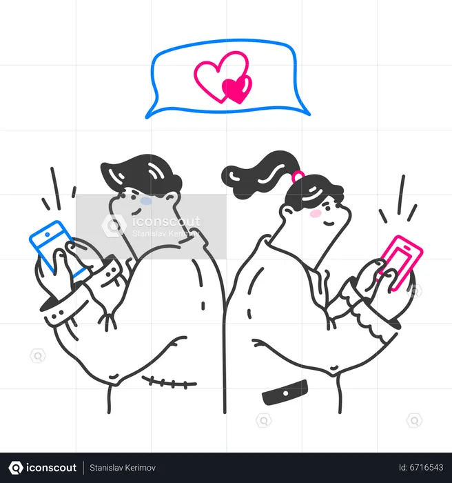 Couple flirting in chat room  Illustration