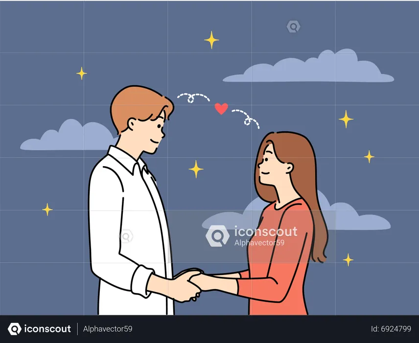 Couple follow in love with eachother  Illustration