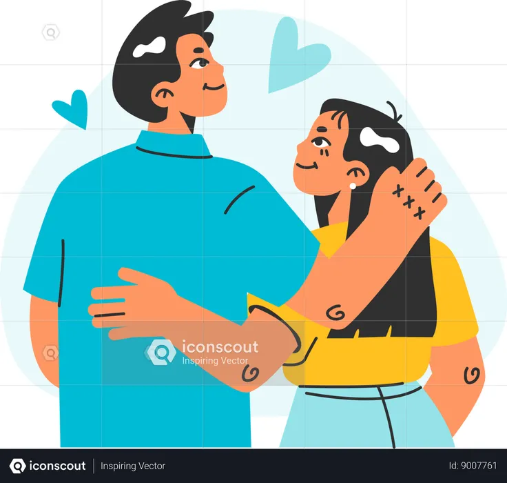 Couple following love each other  Illustration