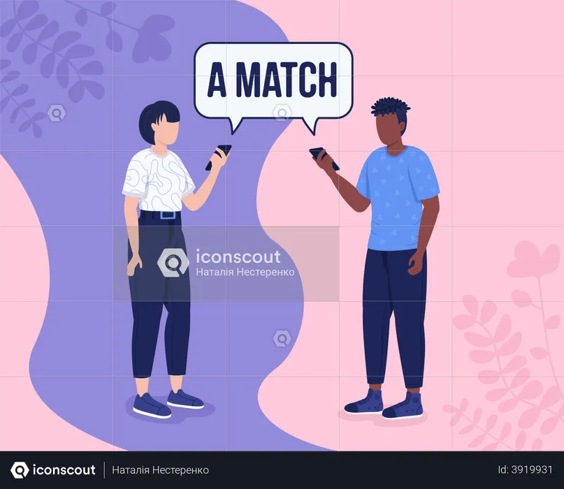 Couple found each other on dating app  Illustration