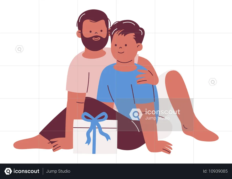 Couple gay avec un cadeau  Illustration