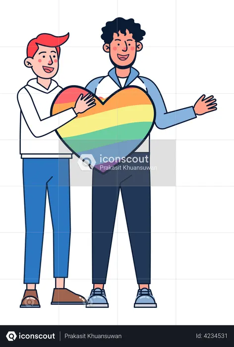 Couple gay tenant coeur  Illustration