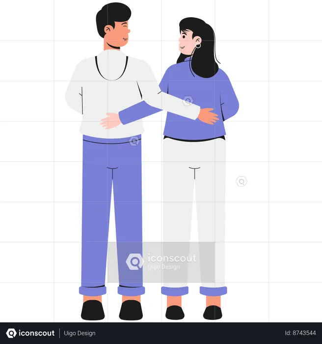 Couple Gazing and Embracing Each Other on Valentine's Day  Illustration