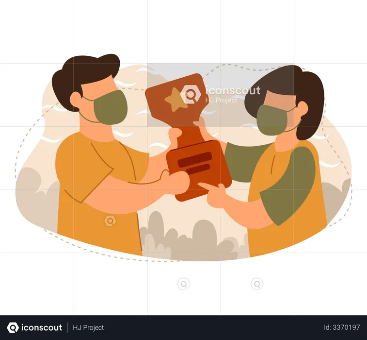 Couple getting award  Illustration