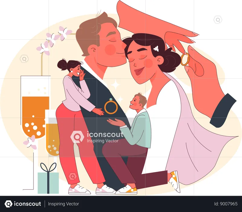 Couple getting engaged  Illustration
