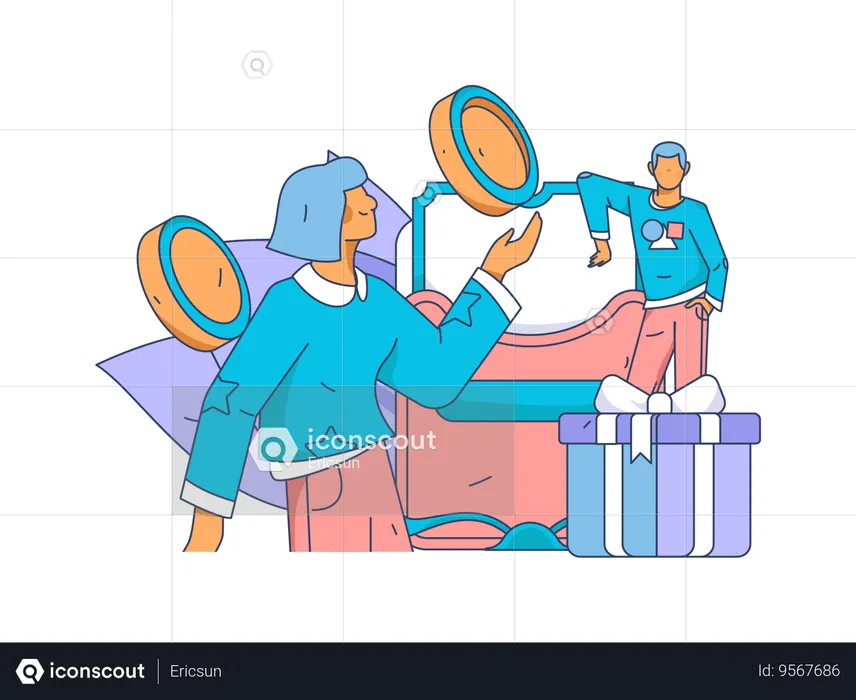 Couple getting financial reward  Illustration