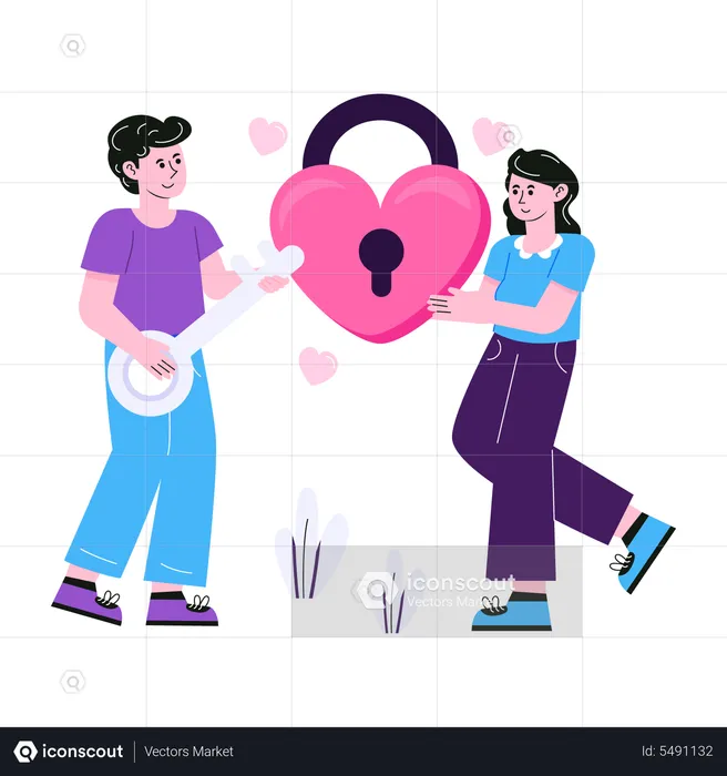 Couple getting into relationship  Illustration