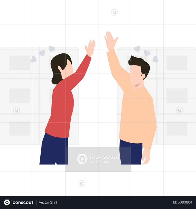 Couple giving high fives  Illustration