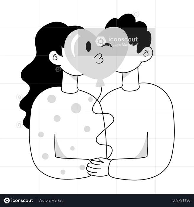 Couple giving kiss  Illustration