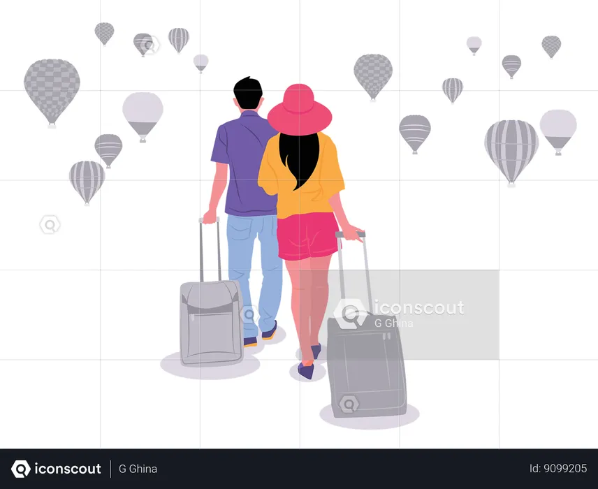 Couple going for couple Trip  Illustration