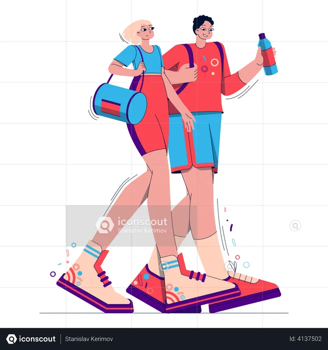 Couple going gym  Illustration