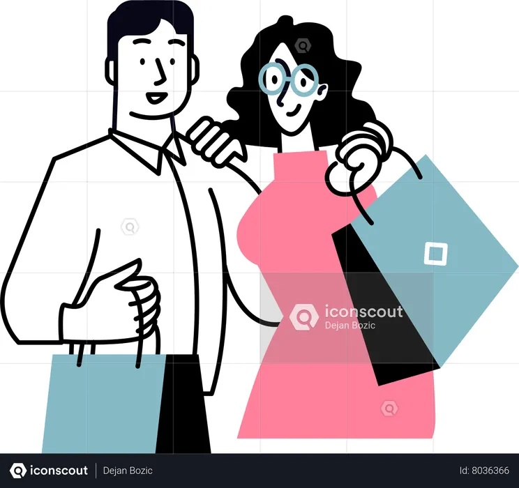 Couple going to Shopping  Illustration