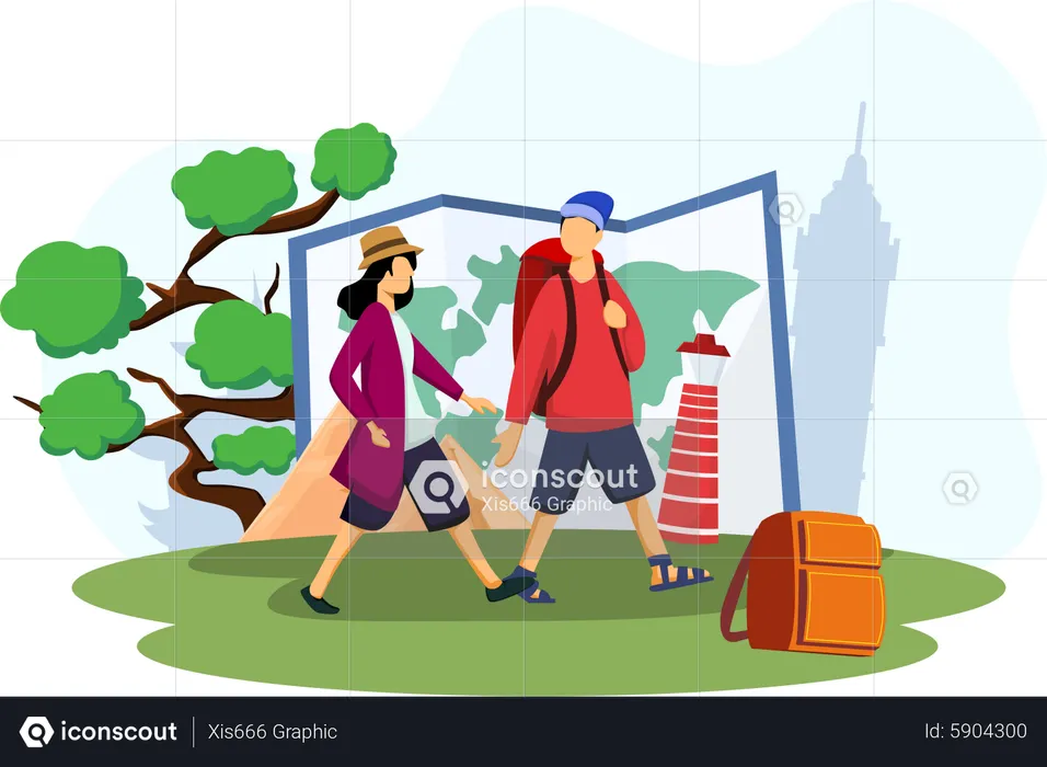 Couple going to world travel  Illustration