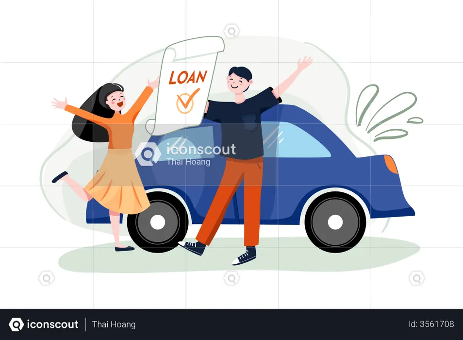 Couple got car loan approved  Illustration