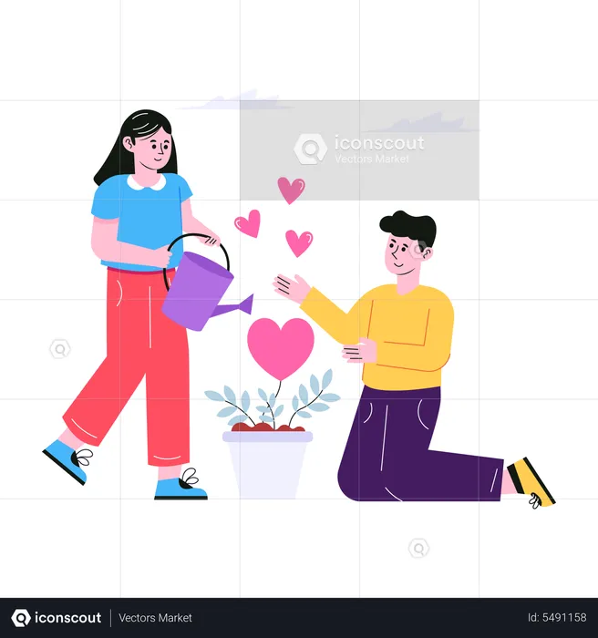 Couple growing love for each other  Illustration