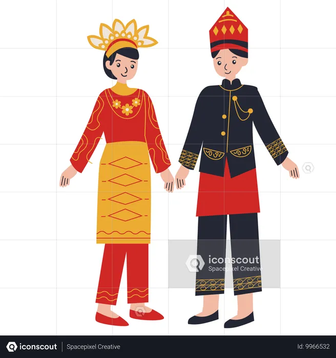 Couple habillé à Aceh  Illustration