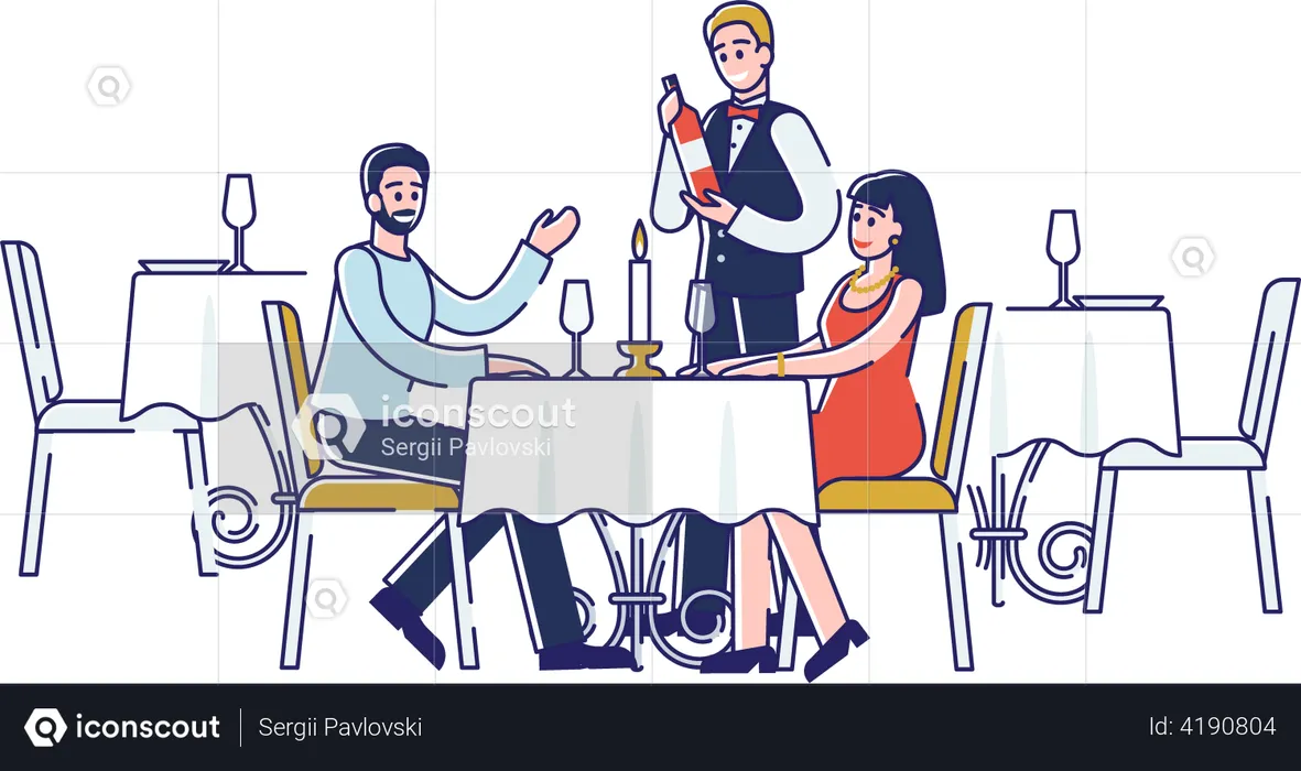 Couple having a romantic dinner together  Illustration
