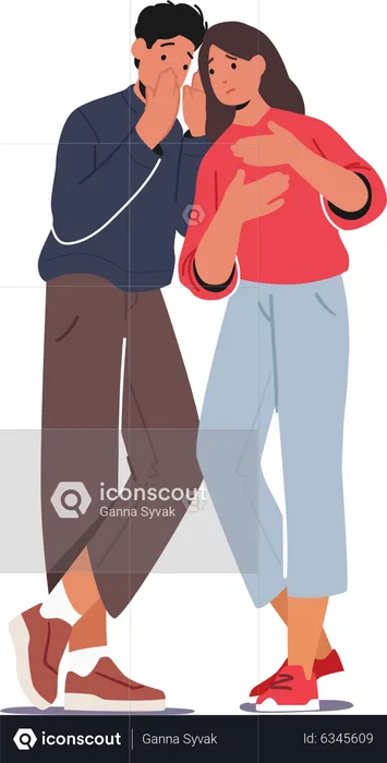 Couple having a secret discussion  Illustration