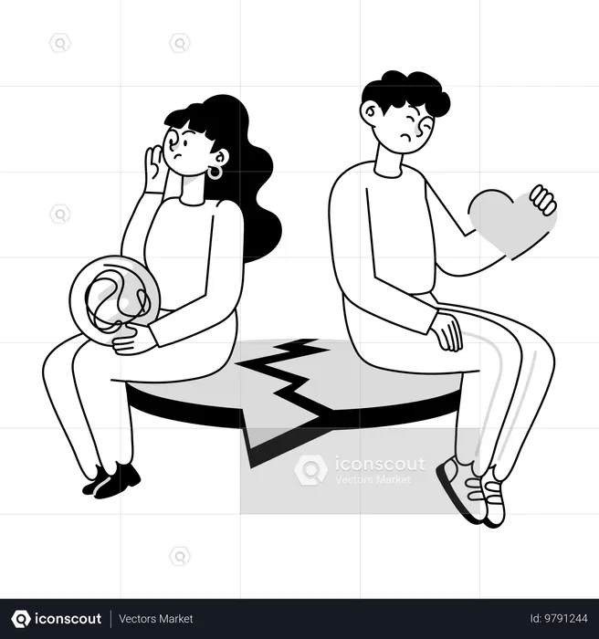 Couple having marriage Breakup  Illustration