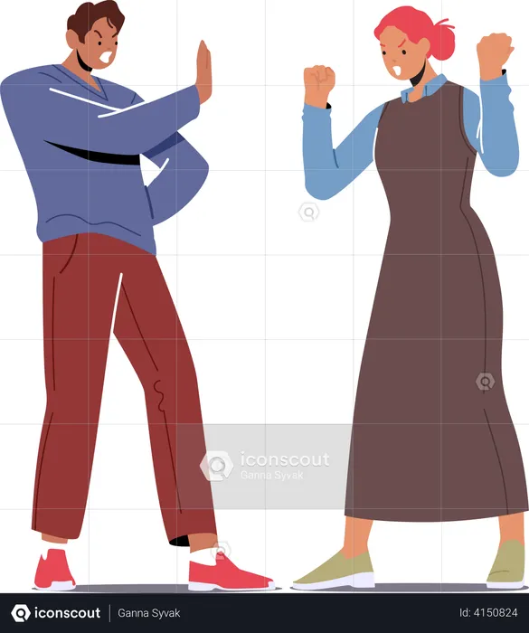 Couple having quarrel while arguing  Illustration