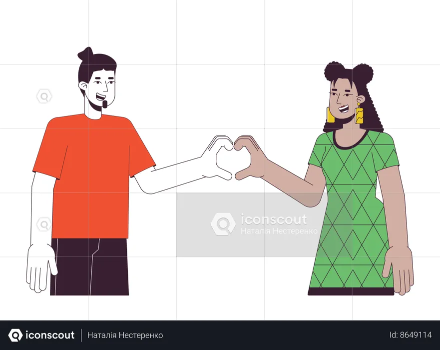Couple heart hands  Illustration