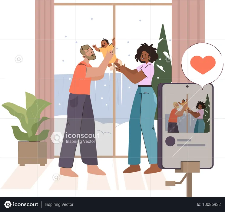 Couple heureux avec enfant  Illustration