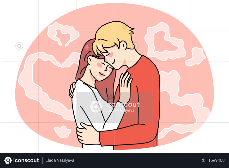 Un couple heureux s'embrasse pour montrer son amour et son affection  Illustration