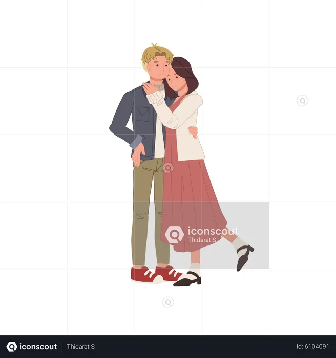 Heureux couple s'embrassant  Illustration